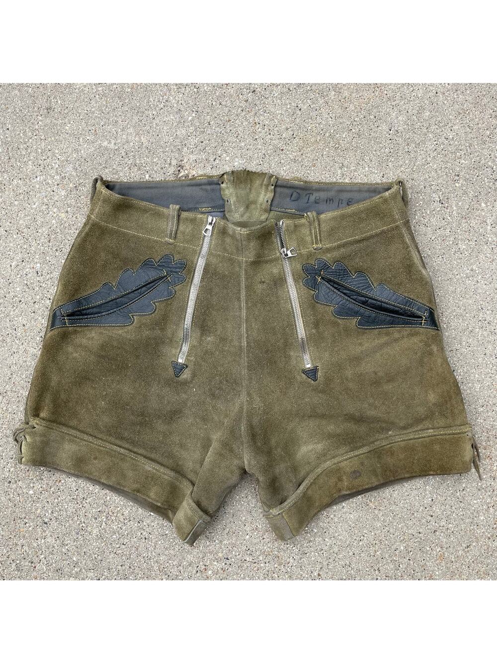 Vintage Authentic German Lederhosen Suede Leather Bavarian Oktoberfest 30 W